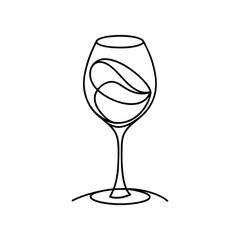 Wine glass continuous line art drawing