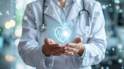 Photograph of a doctor in her medical office with the power to care for and improve people.