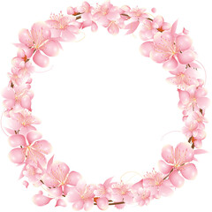 Fototapeta na wymiar rosa Blüten Kranz für frühlingshafte Dekoration.Ein wunderschönes Gestaltungselement für Frühlingsgrüße & liebe Botschaften