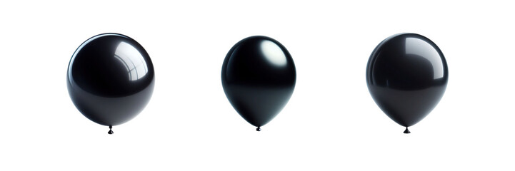 Set of Black color balloon, illustration, isolated over on transparent white background