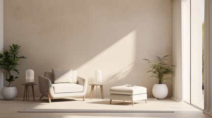 Elegant minimalist room decoration mockup with neutral shades AI generated illustration