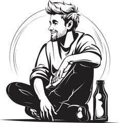 Cask of Cognition Iconic Drinking Icon Sipping Solace Symbolic Alcohol Logo