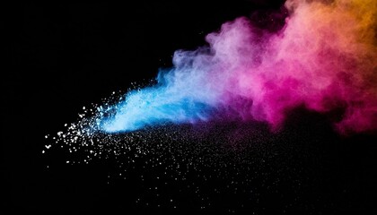 black background with launched colorful powder