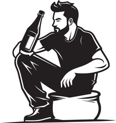 Reflective Revelry Iconic Drinker Emblem Bourbon Bliss Vector Bottle Logo Inspiration