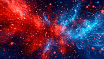 red and blue cosmic dust 4th july abstraction