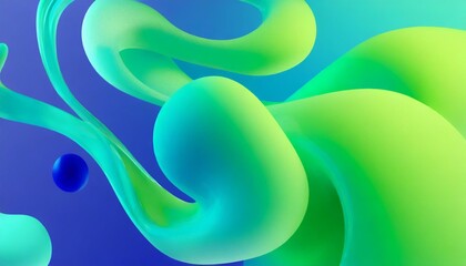 abstract fluid organic 3d background banner with blue and green colorful gradient