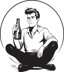 Spirits of Solitude Iconic Logo Design Rum Soaked Reverie Vector Illustration of a Drinker