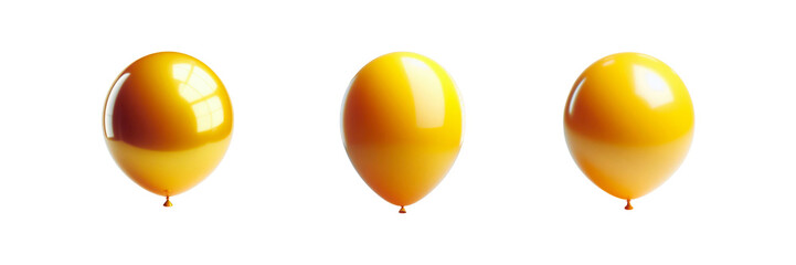 Set of Yellow color balloon, illustration, isolated over on transparent white background
