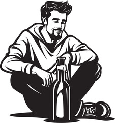 Booze and Solace Emblematic Sitting Figure The Art of Intoxication Iconic Logo