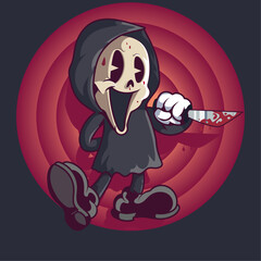 halloween witch with a broom