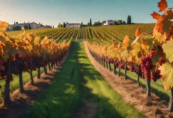 Zelfklevend Fotobehang vineyard in autumn © Fozia