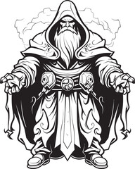 Fototapeta na wymiar Sorcerous Hoard Emblematic Sorcerer Icon Adamantine Alchemy Vector Logo of Avarice