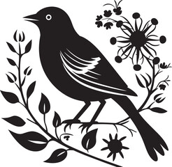 Floral Finesse Aesthetic Pigeon Symbol Design Winged Blossom Vector Emblem of Floral Pigeon