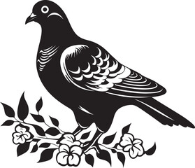 Blooming Beauty Vector Icon of Floral Pigeon Winged Radiance Aesthetic Floral Pigeon Emblem
