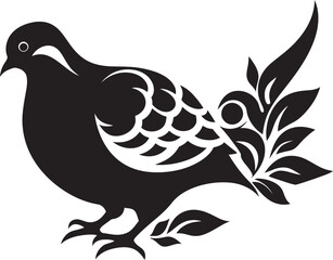 Ethereal Essence Aesthetic Pigeon Symbol Design Blooming Beauty Vector Emblem of Floral Pigeon