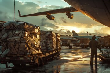 Air Cargo Handling at Golden Hour Airport - 760751393