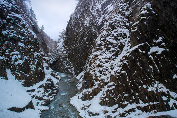 Kiyotsu Gorge, or Kiyotsu-kyo, a canyon located on the Kiyotsu River within the Joshinetsu-kogen National Park, Tokamachi, Niigata Prefecture, Japan