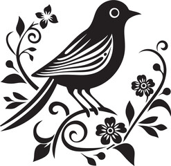 Blossom Bliss Aesthetic Pigeon Emblem Elegant Essence Vector Emblem of Floral Pigeon