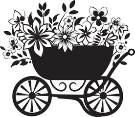 Blossom Carrier Vector Logo of Garden Wheelbarrow Natures Charm Aesthetic Wheelbarrow Symbol