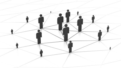 social network connecting people plexus 3d representation. Can be used to represent global digital communication, demography population growth or human resources cyberspace