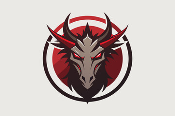 A stylized dragon head surrounded by a circle, minimalist, reminiscent of medieval art to use in a logo with rpg game elements 