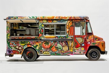 Colorful Food Truck with Vibrant Artwork - 760753972
