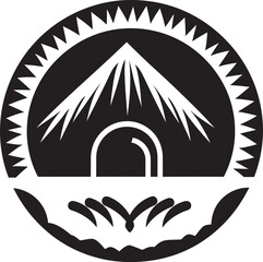 Cultural Shelter Vector Logo of Straw Roof Hut Ethnic Retreat African Thatched Hut Icon