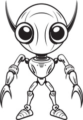 Cosmic Wanderer Alien Robot Logo Design Robotic Sentinel Vector Emblem of Extraterrestrial Robot
