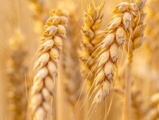 close-up details of wheat or barley, with a focus on the golden hues and textures of the grain, evoking a sense of agriculture and harvest