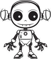 Extraterrestrial Voyager Iconic Alien Robot Symbol Galactic Explorer Vector Logo of Space Robot