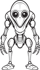 Intergalactic Enigma Alien Robot Logo Design Futuristic Wanderer Vector Emblem of Android