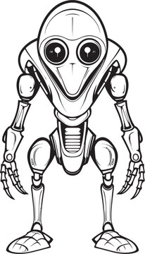 Intergalactic Enigma Alien Robot Logo Design Futuristic Wanderer Vector Emblem of Android