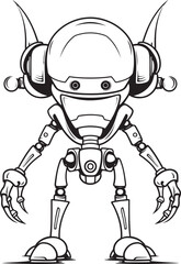 Cybernetic Cosmos Vector Icon of Futuristic Android Galactic Guardians Emblematic Alien Robot Symbol