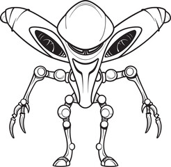 Interstellar Icons Alien Robot Logo Design Futuristic Fusion Vector Emblem of Extraterrestrial Mechanism