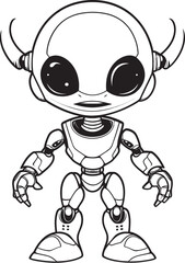 Robotic Voyager Vector Icon of Alien Explorer Cyborg Explorer Alien Robot Logo Design