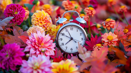 As daylight saving time ends, set your alarm clock amidst vibrant summer flower