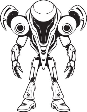 Robotic Revelations Alien Robot Logo Design Cybernetic Cosmos Vector Icon of Futuristic Android