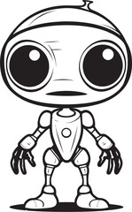 Futuristic Fusion Vector Emblem of Extraterrestrial Mechanism Astral Artifacts Iconic Alien Robot Symbol