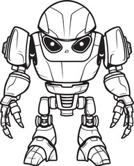 Mechanical Intruder Alien Robot Logo Design Technological Wanderer Vector Emblem of Extraterrestrial Robot