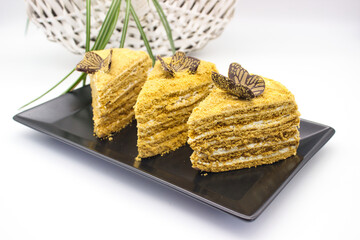 Honey Cake with Butterfly Decorations