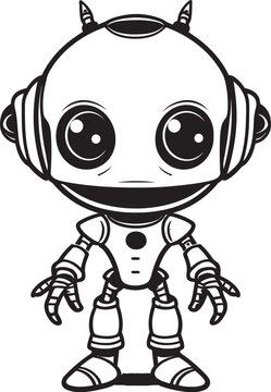 Futuristic Automaton Vector Logo of Alien Robot Interstellar Sentinel Iconic Alien Robot Emblem