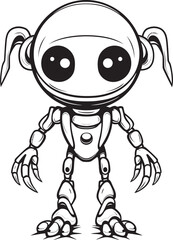 Cybernetic Wanderer Vector Emblem of Alien Robot Astral Explorer Iconic Alien Robot Symbol