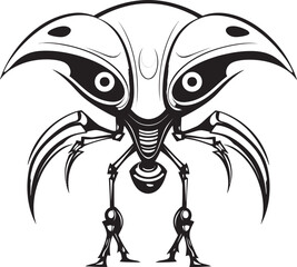 Interstellar Wanderer Vector Emblem of Space Robot Extraterrestrial Guardian Iconic Alien Robot Symbol