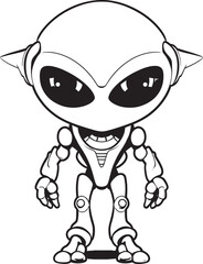 Interstellar Sentinel Iconic Alien Robot Symbol Cosmic Cyborg Alien Robot Logo Design