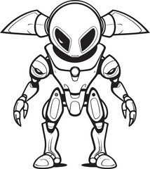 Mechanical Wanderer Vector Emblem of Alien Robot Interstellar Sentinel Iconic Alien Robot Symbol