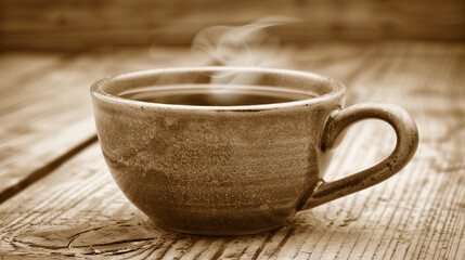 Fototapeta na wymiar Cappuccino On Ceramic Mug