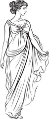 Pantheon Princess Iconic Emblem of Greek Goddess Mythical Maiden Vector Design of Ethereal Beauty