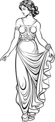 Olympian Elegance Iconic Emblem of Greek Woman Grecian Goddess Vector Design of Ethereal Beauty