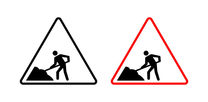Road Construction Progress Sign. Under Construction Traffic Caution. Road Work Warning Icon