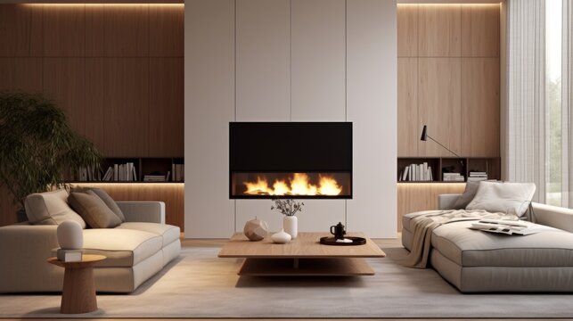 Minimalistic family room with a touch of warmth  AI generated illustration